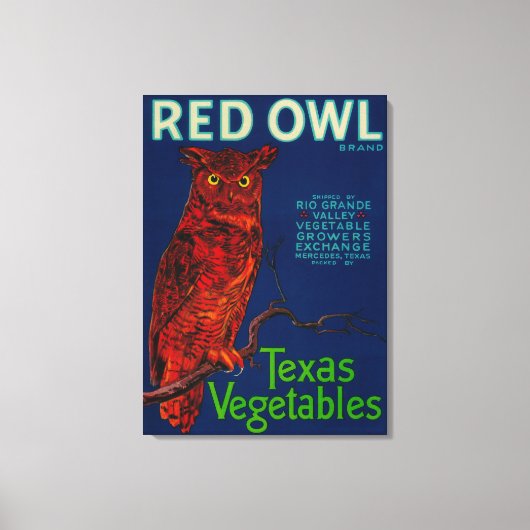Red Owl Vegetable Label Canvas Afdruk (Voorkant)