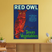 Red Owl Vegetable Label Canvas Afdruk (Insitu (Woonkamer))