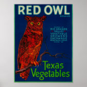 Red Owl Vegetable Label Poster (Voorkant)