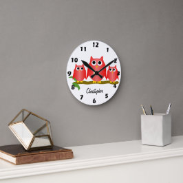 Red Owls Design Personalised Ronde Klok