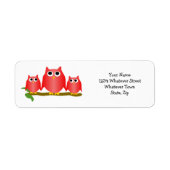 Red Owls Design Return Address Etiket (Voorkant)