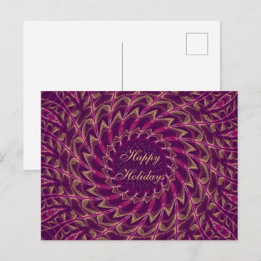 Red Paars Gold Design Pattern Briefkaart (Voorkant / Achterkant)