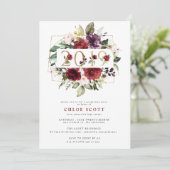 Red Paars Gold Floral 2019 Graduation Party Kaart (Staand voorkant)