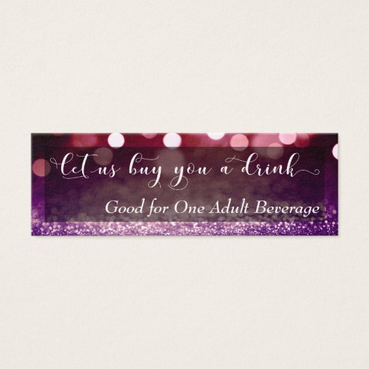Red Paarse Ombre Bokeh Script Mini Drink Ticket Mini Visitekaartjes (Voorkant)