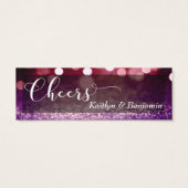 Red Paarse Ombre Bokeh Script Mini Drink Ticket Visitekaartjes (Achterkant)