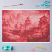 Red Pagoda Asian Decoupage Paper Tissuepapier (Craft)