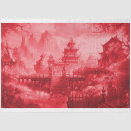 Red Pagoda Asian Decoupage Paper Tissuepapier