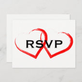 Red Paint Brush Heart RSVP-Briefkaart Uitnodiging Briefkaart (Voorkant / Achterkant)