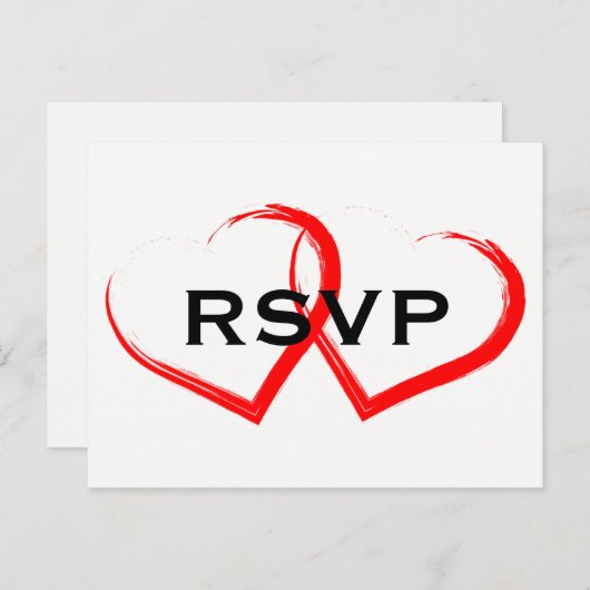Red Paint Brush Heart RSVP-Briefkaart Uitnodiging Briefkaart (Voorkant / Achterkant)