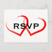 Red Paint Brush Heart RSVP-Briefkaart Uitnodiging Briefkaart (Voorkant)