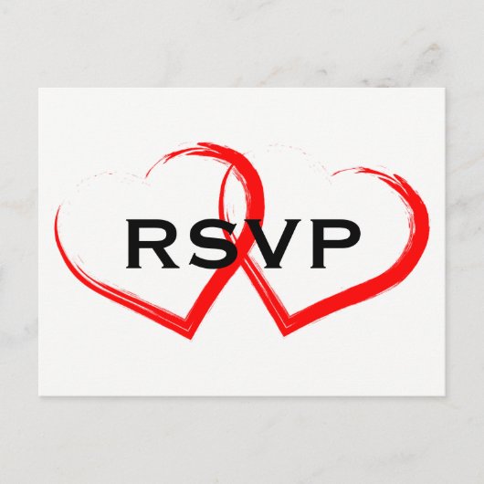 Red Paint Brush Heart RSVP-Briefkaart Uitnodiging Briefkaart (Voorkant)