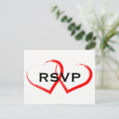 Red Paint Brush Heart RSVP-Briefkaart Uitnodiging Briefkaart (Staand voorkant)