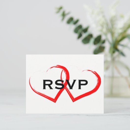 Red Paint Brush Heart RSVP-Briefkaart Uitnodiging Briefkaart (Staand voorkant)
