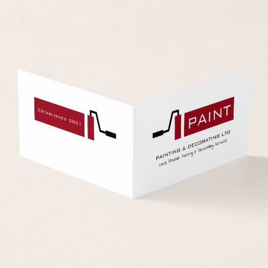 Red Paint Roller, Schilder & Decorator Foto Visitekaartje (Buitenkant)