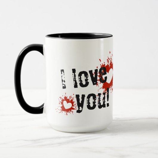 Red Paint Splatter Hearts, ik hou van je Mok (Links)