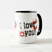 Red Paint Splatter Hearts, ik hou van je Mok (Voorkant rechts)