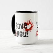 Red Paint Splatter Hearts, ik hou van je Mok (Voorkant links)
