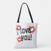 Red Paint Splatter Hearts, ik hou van je Tote Bag (Achterkant)