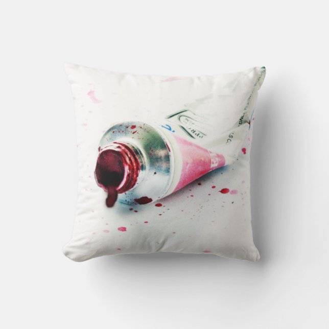 Red Paint Tube Splash Modern Art Design Pillow Kussen (Voorkant)
