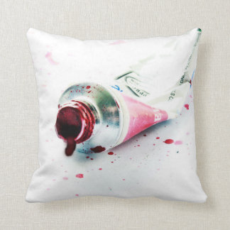 Red Paint Tube Splash Modern Art Design Pillow Kussen