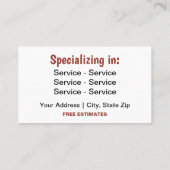 Red Painting Service dubbelzijdig Visitekaartje (Achterkant)