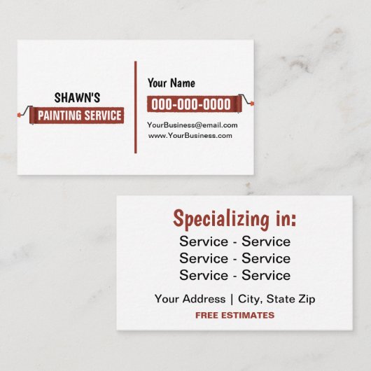 Red Painting Service dubbelzijdig Visitekaartje (Voorkant / Achterkant)