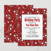 Red Paisley Bandana geïnspireerd op uitnodiging (Voorkant / Achterkant)