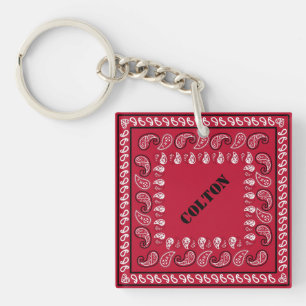 Red Paisley Bandana gepersonaliseerd Sleutelhanger