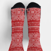 Red Paisley Bandana Print Socks Sokken (Top)