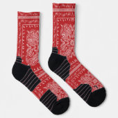 Red Paisley Bandana Print Socks Sokken (Rechts)
