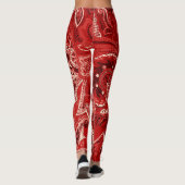Red Paisley Bandanna Unique Retro Pants Custom Leggings (Achterkant)