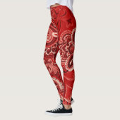 Red Paisley Bandanna Unique Retro Pants Custom Leggings (Links)