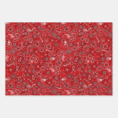 Red Paisley & Buffalo Plaid 3 Hoge Kwaliteit Leven Inpakpapier Vel (Voorkant)