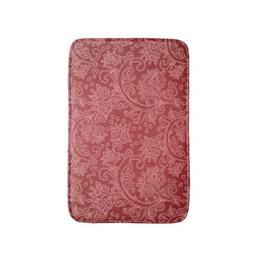 Red Paisley Damask Designer Floral Classic Badmat (Voorkant Verticaal)