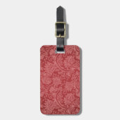 Red Paisley Damask Designer Floral Classic Bagagelabel (Voorkant verticaal)