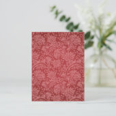 Red Paisley Damask Designer Floral Classic Briefkaart (Staand voorkant)