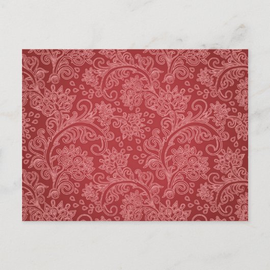Red Paisley Damask Designer Floral Classic Briefkaart (Voorkant)