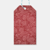 Red Paisley Damask Designer Floral Classic Cadeaulabel (Voorkant)