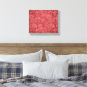 Red Paisley Damask Designer Floral Classic Canvas Afdruk (Insitu (Slaapkamer))