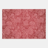 Red Paisley Damask Designer Floral Classic Inpakpapier Vel (Voorkant)