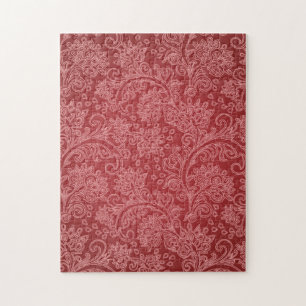 Red Paisley Damask Designer Floral Classic Legpuzzel