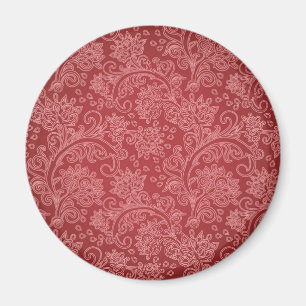 Red Paisley Damask Designer Floral Classic Magneet