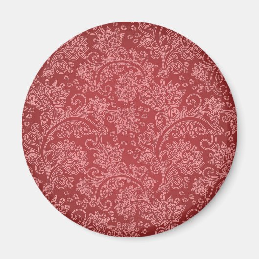 Red Paisley Damask Designer Floral Classic Magneet (Voorkant)