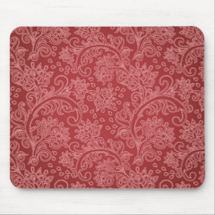 Red Paisley Damask Designer Floral Classic Muismat