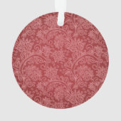 Red Paisley Damask Designer Floral Classic Ornament (achterkant)