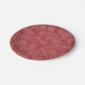 Red Paisley Damask Designer Floral Classic Papieren Bordje (Gekanteld)