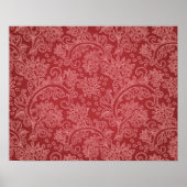 Red Paisley Damask Designer Floral Classic Poster (Voorkant)