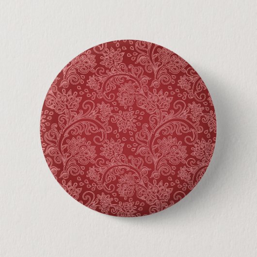 Red Paisley Damask Designer Floral Classic Ronde Button 5,7 Cm (Voorkant)