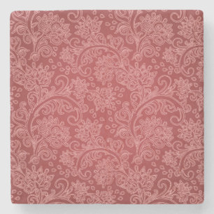 Red Paisley Damask Designer Floral Classic Stenen Onderzetter