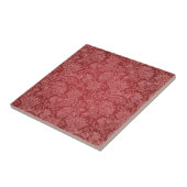 Red Paisley Damask Designer Floral Classic Tegeltje (Zijkant)